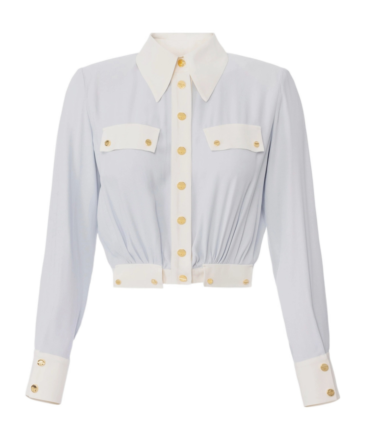 Elisabetta Franchi Two-colour Buttoned Shirt In Blue