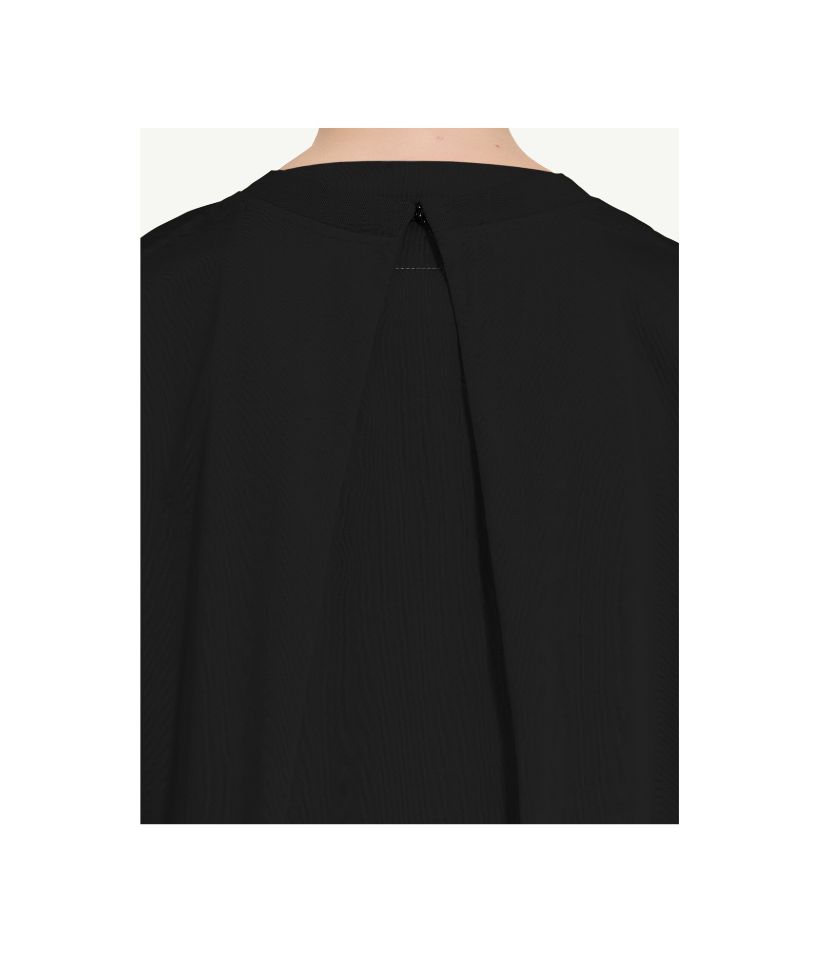 Mm6 Maison Margiela Open-necked Black Shirt In Black