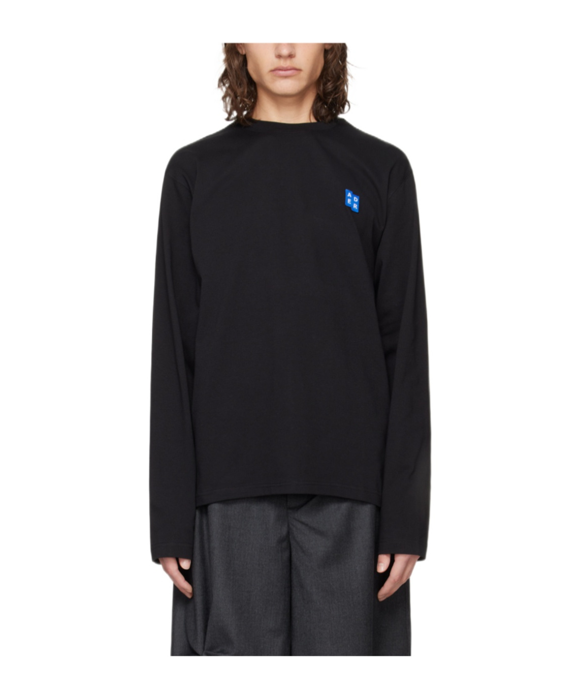 Ader Error Black Patch Long Sleeve T-shirt In Black