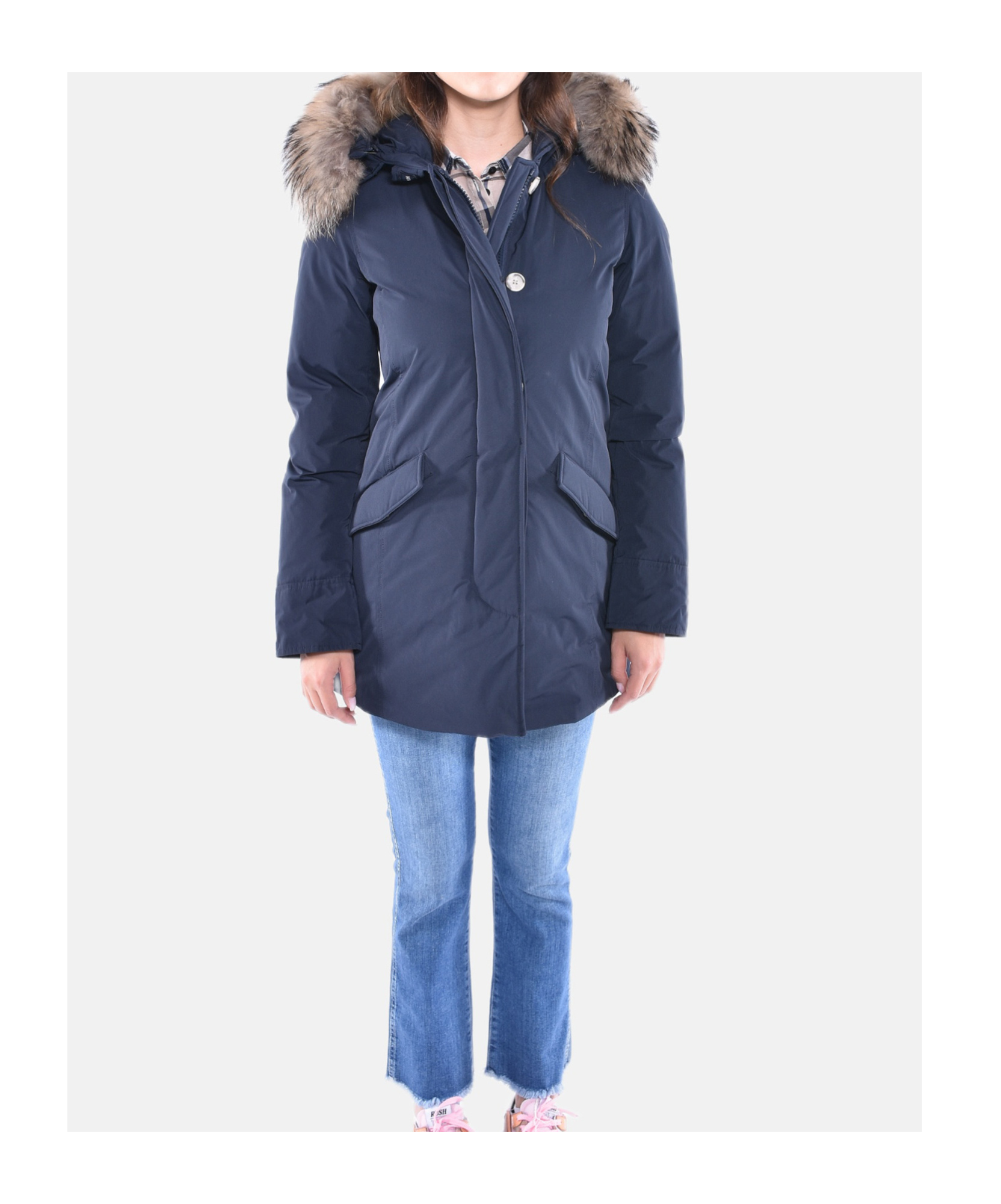 Woolrich Luxury Arctic Raccoon Parka In Blue