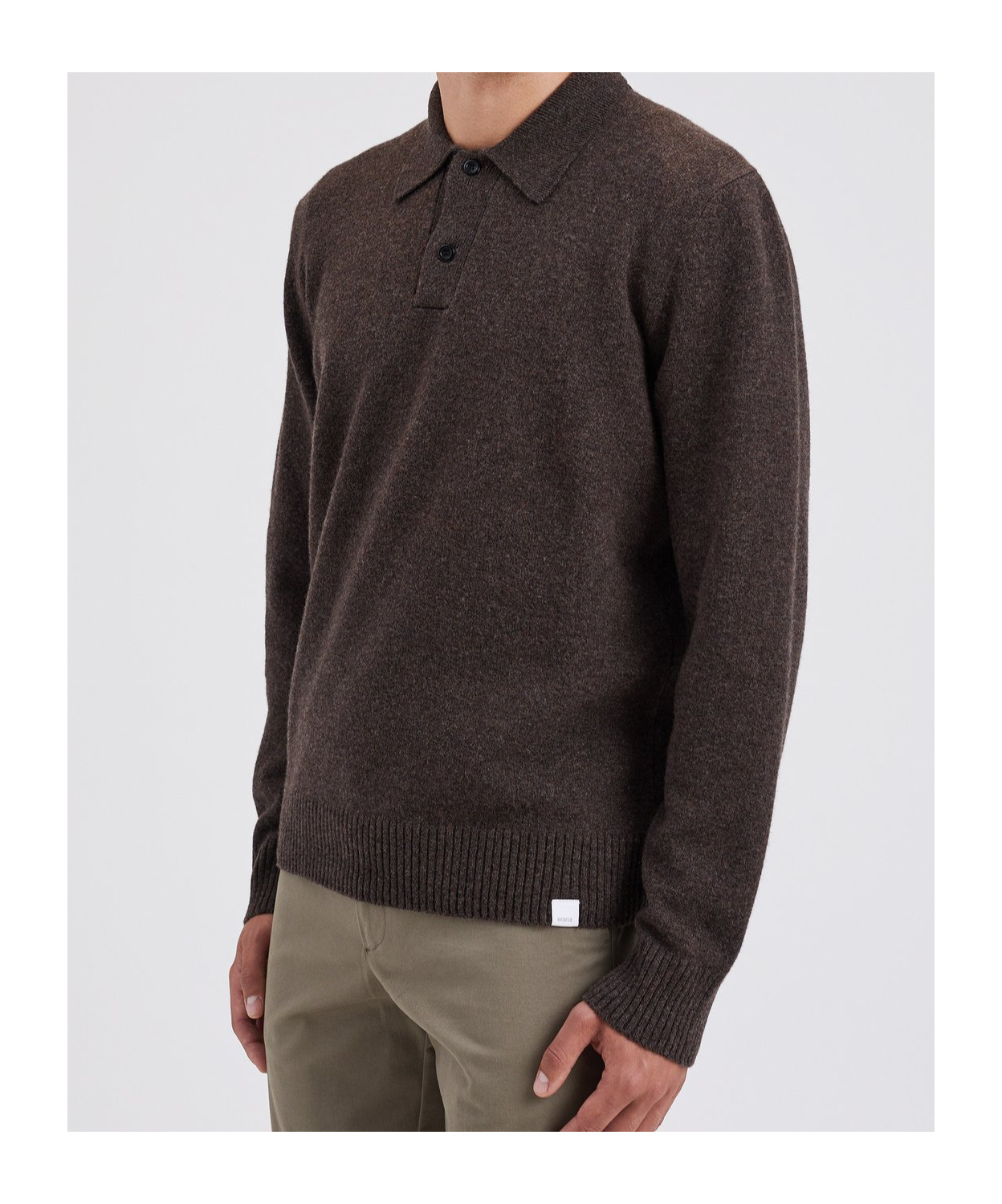 Norse Projects Long-sleeved Wool Polo Shirt In Black
