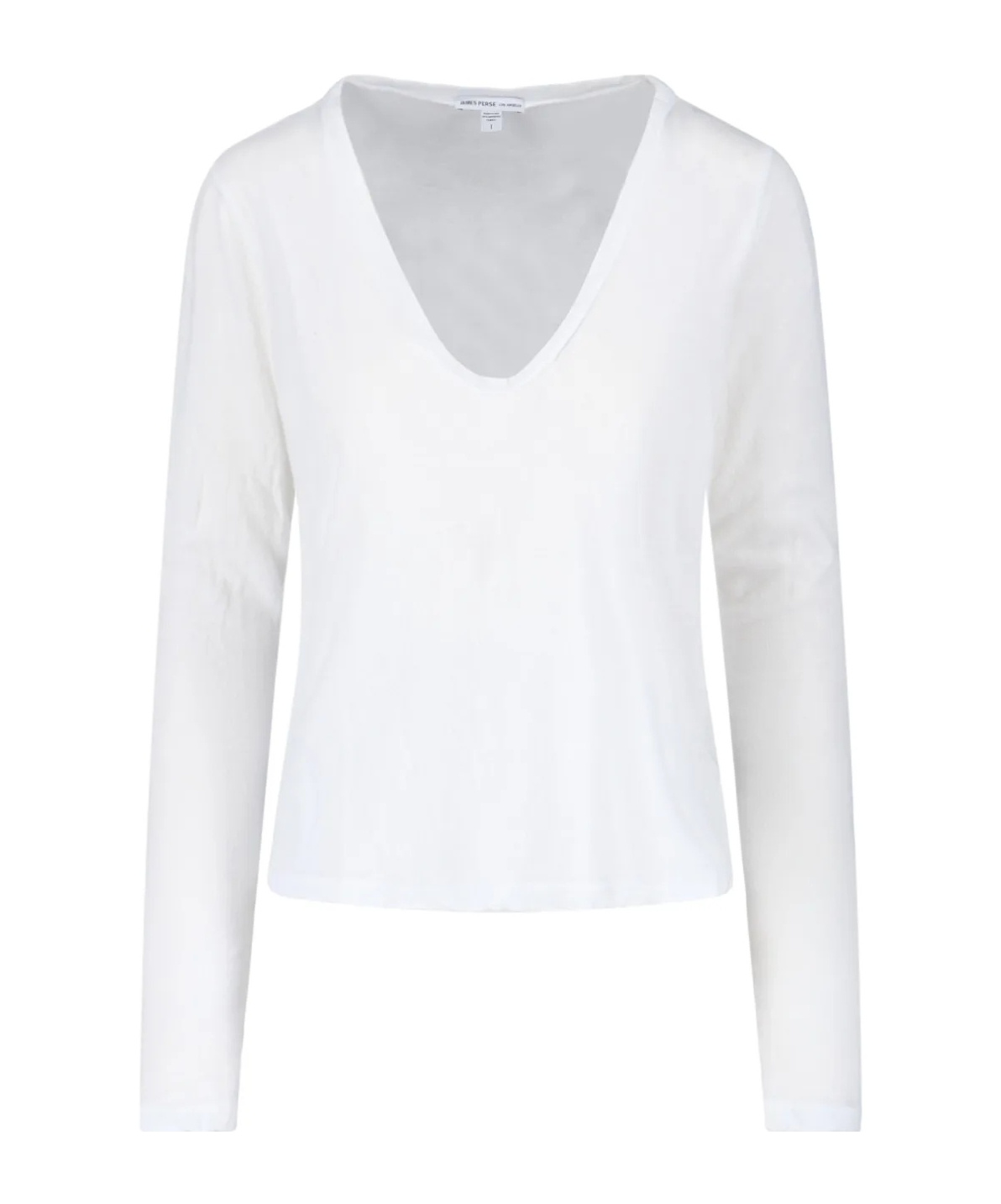James Perse V-neck Long-sleeved T-shirt In White