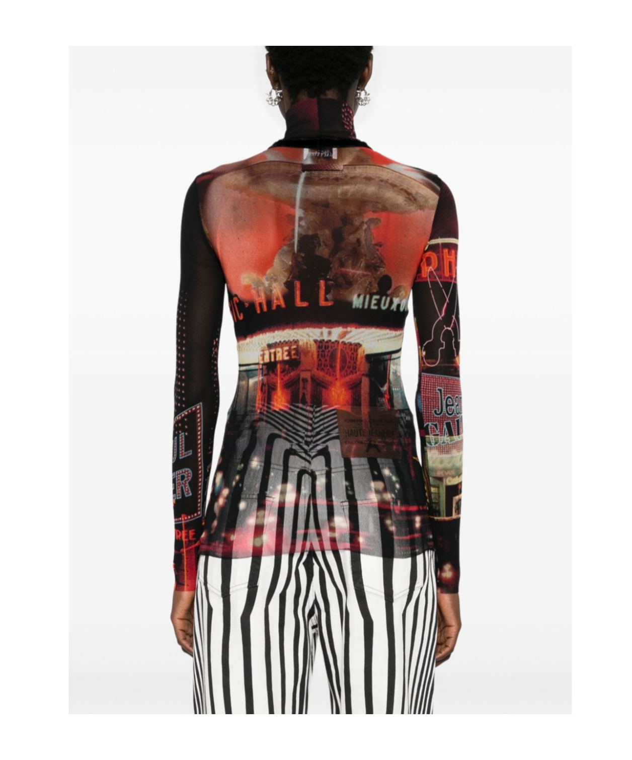 Jean Paul Gaultier Pigalle-print Mesh T-shirt In Black