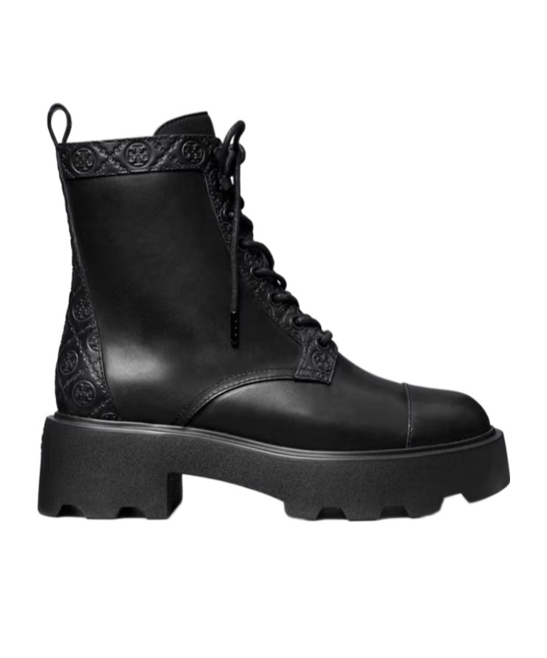 Tory Burch T Monogram Lug Ankle Boots 65mm Perfect Black In Black