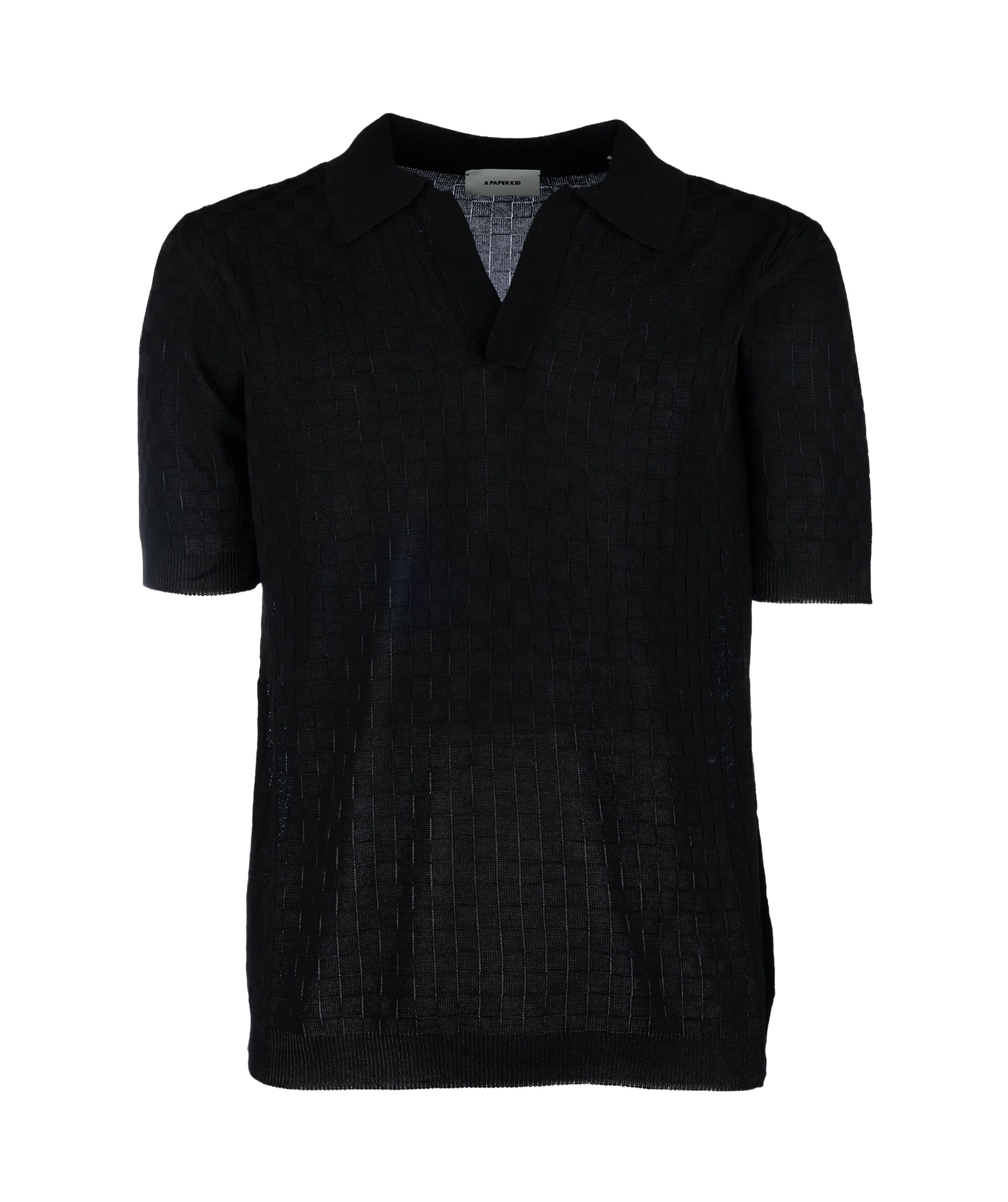 A Paper Kid Fine-knit Polo Shirt In Black