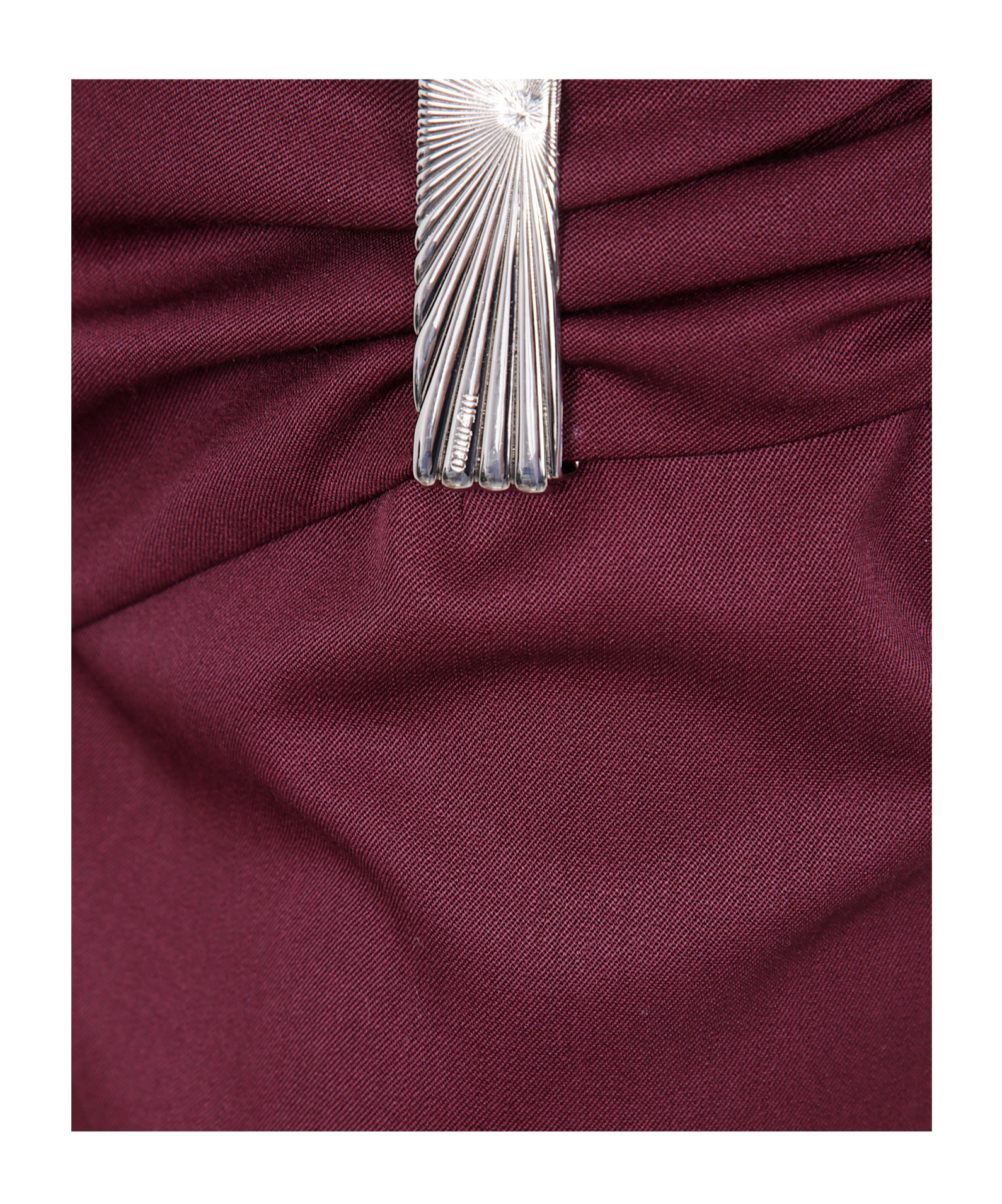 Attico Draped Midi Skirt With Front Slit And Metal In Burgundy