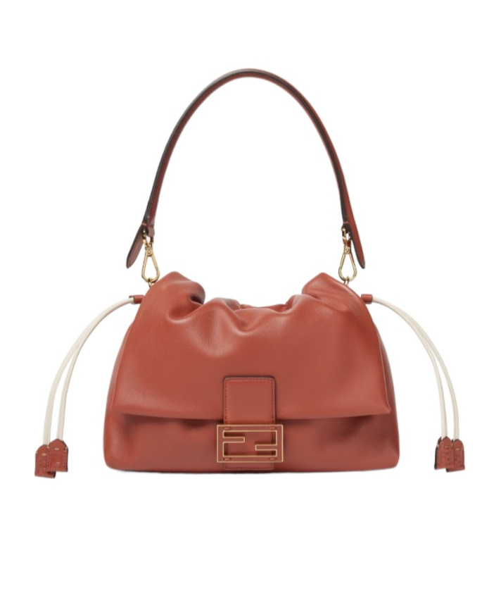 Fendi Mamma Baguette Leather Shoulder Bag In Brown