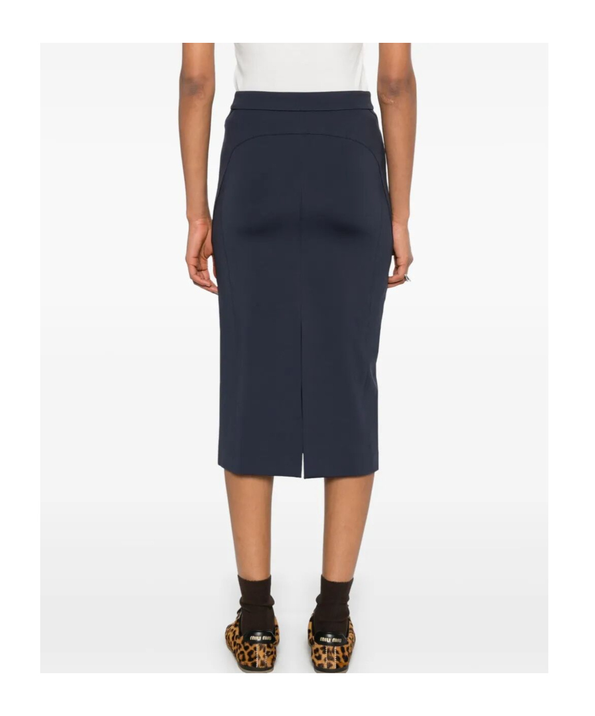 Pinko Decorative-stitching Midi Skirt In Black