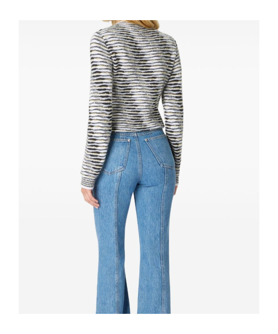 Missoni Striped Mock Neck Long Sleeve Knit Top In Multi
