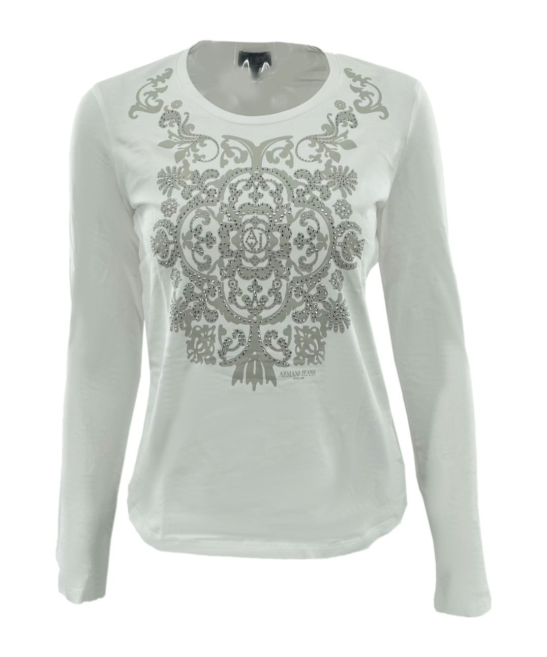Armani Jeans Round Collar And Long-sleeved T-shirt In Gray