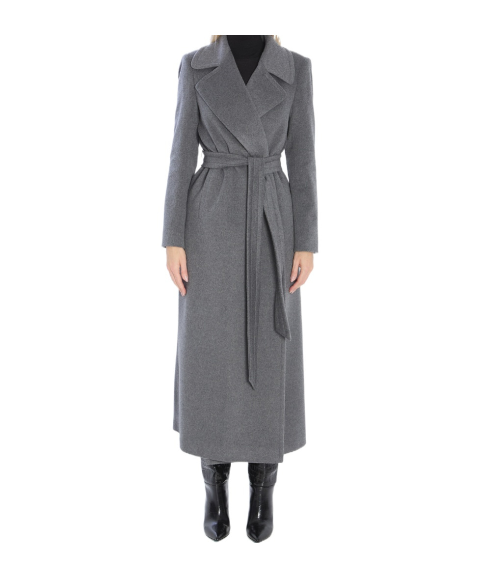 Tagliatore Long Cashmere Coat Removable Belt In Gray