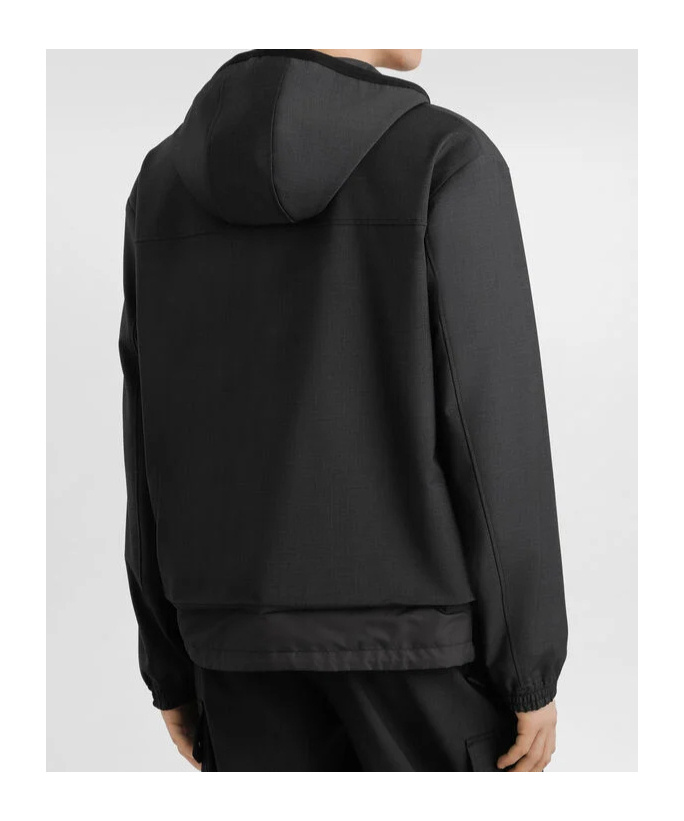 Dolce & Gabbana Wool Canvas Hooded Jacket In Black