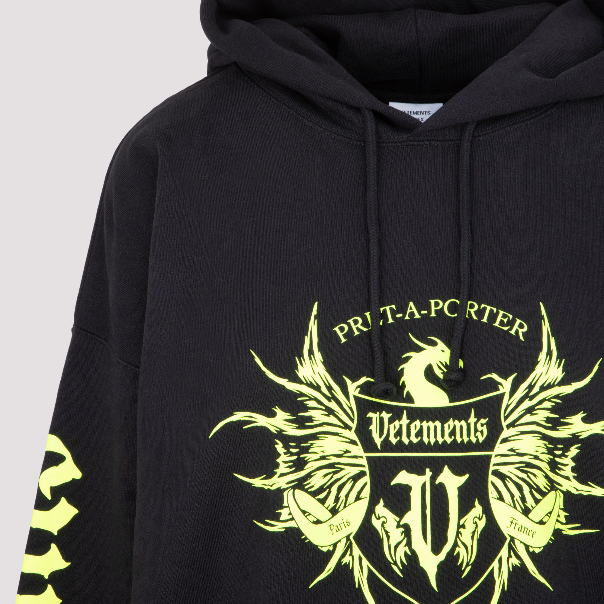 Vetements Logo-print Cotton-blend Hoodie In Black