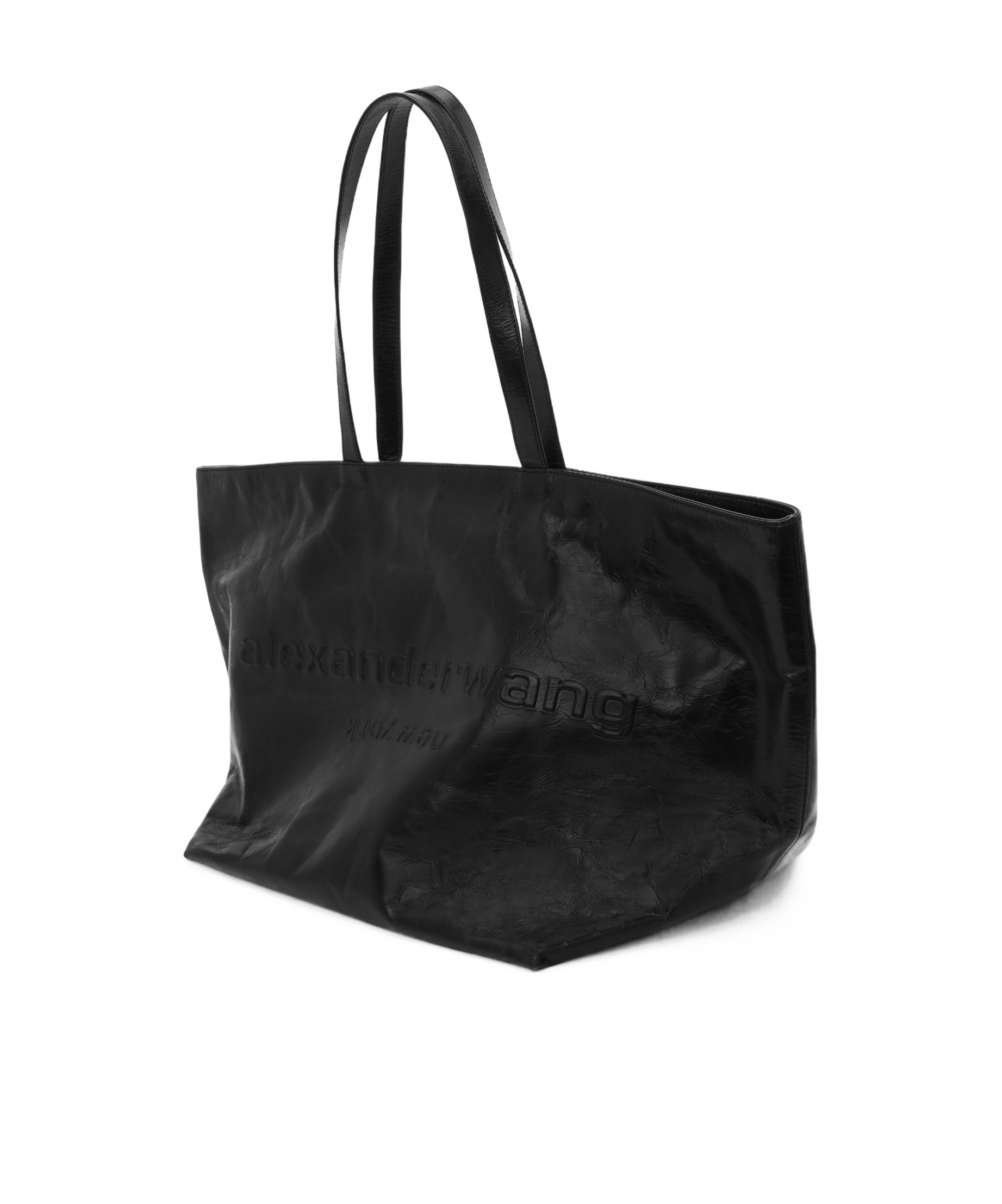 Alexander Wang Punch Logo-embossed Leather Tote Bag In Black
