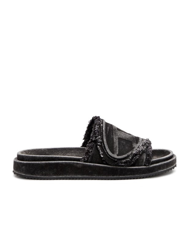 Diesel Black Sa-slide D Oval Sandals In Black