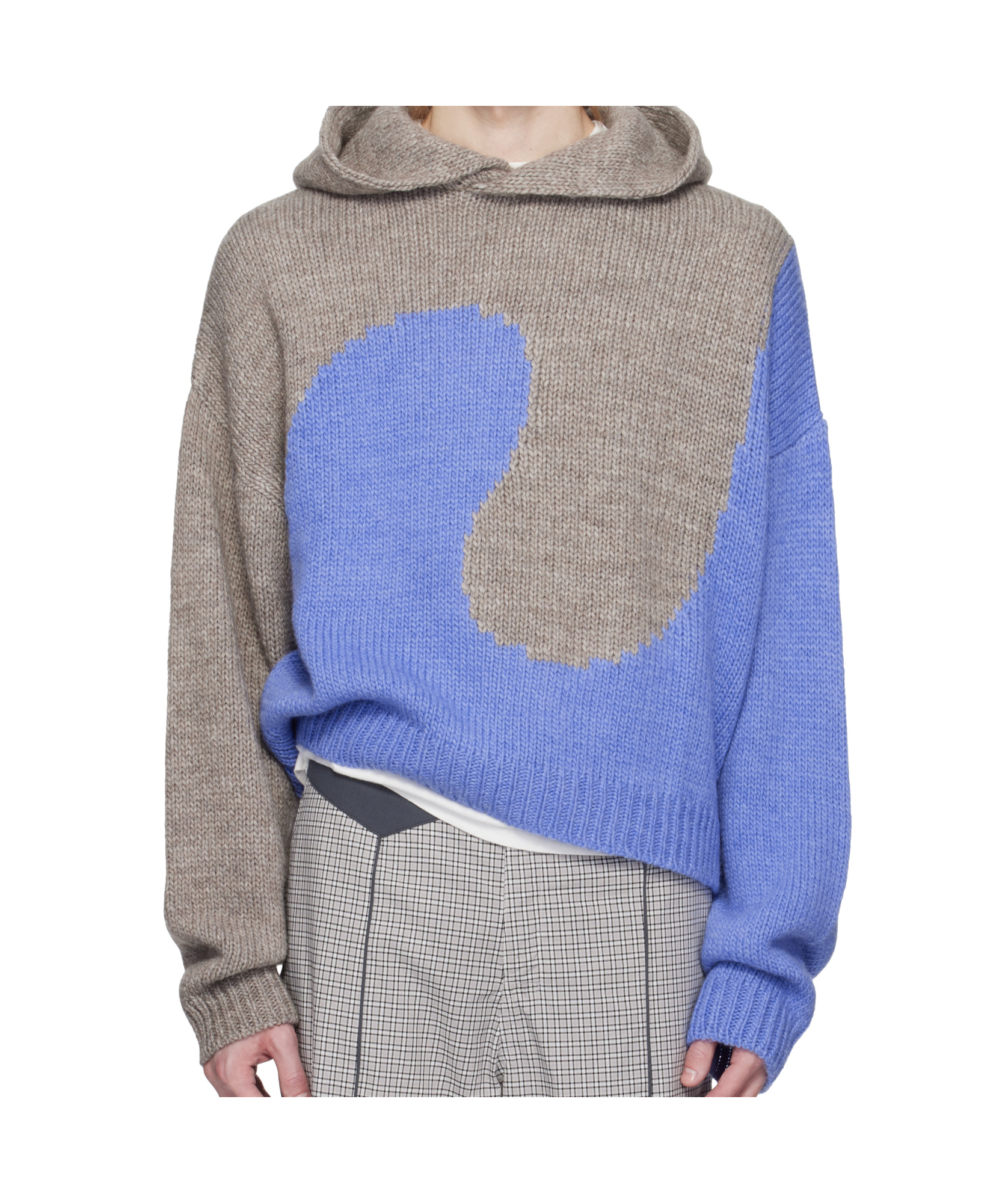 Shop Erl Hooded Sweater In Gray, Blue