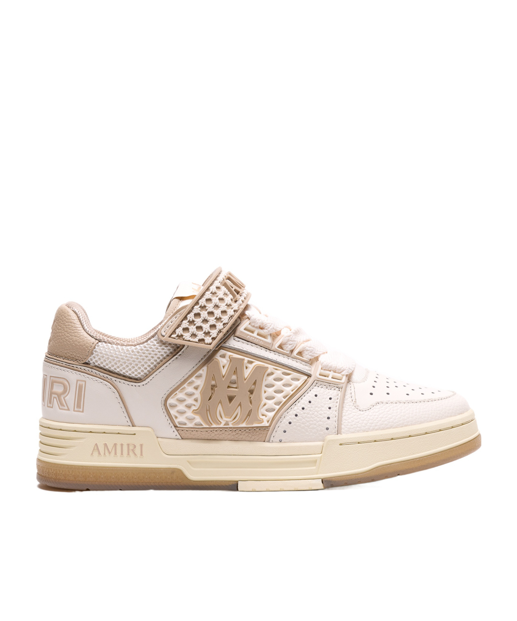 Amiri Men 'skyline' Beige Sneaker With Maxi Logo On The Side And Velcro Strap With Logo In Leather M In Neutral