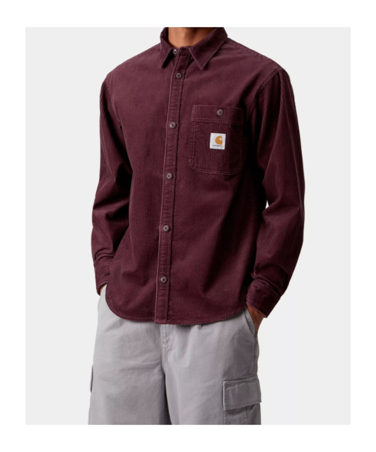 Carhartt Casual Shirt With Button Cuffs And Pocket In Burgundy