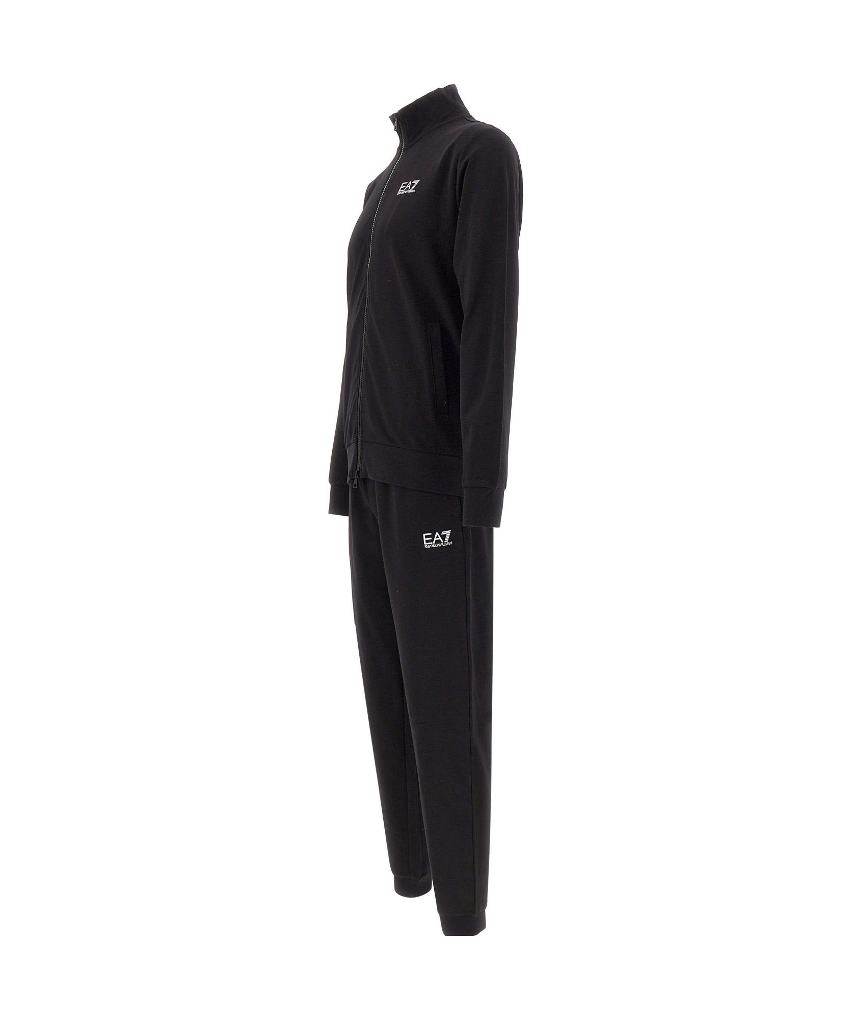 Ea7 Emporio Armani Logo Printed Zipped Track Suit In Black
