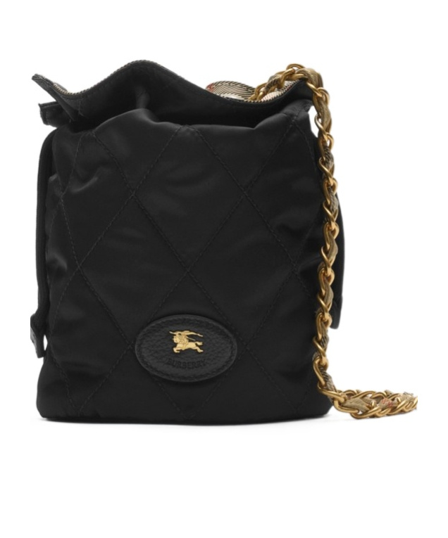 Burberry Chain Pouch Featuring Quilted Design In Black