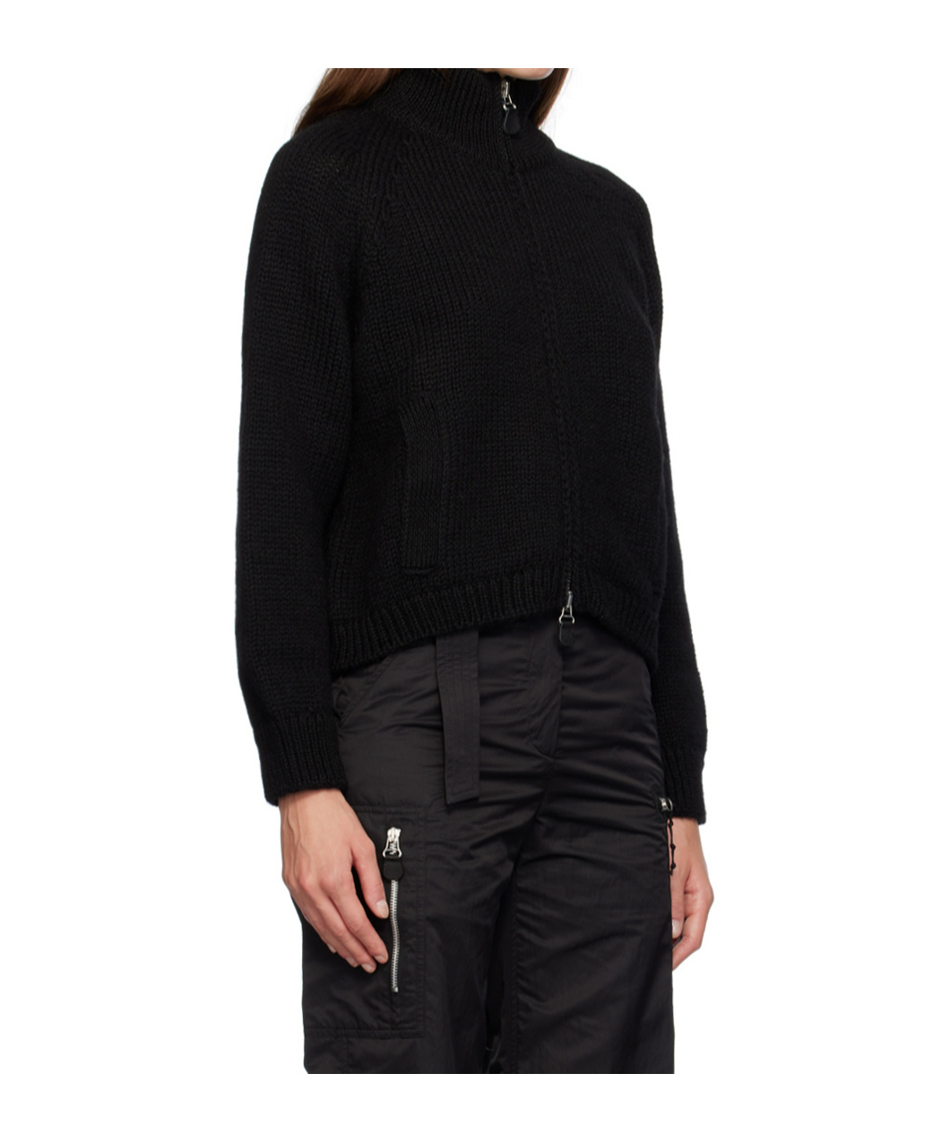 Our Legacy Ultra Zip Funnel Knitted Cardigan In Black