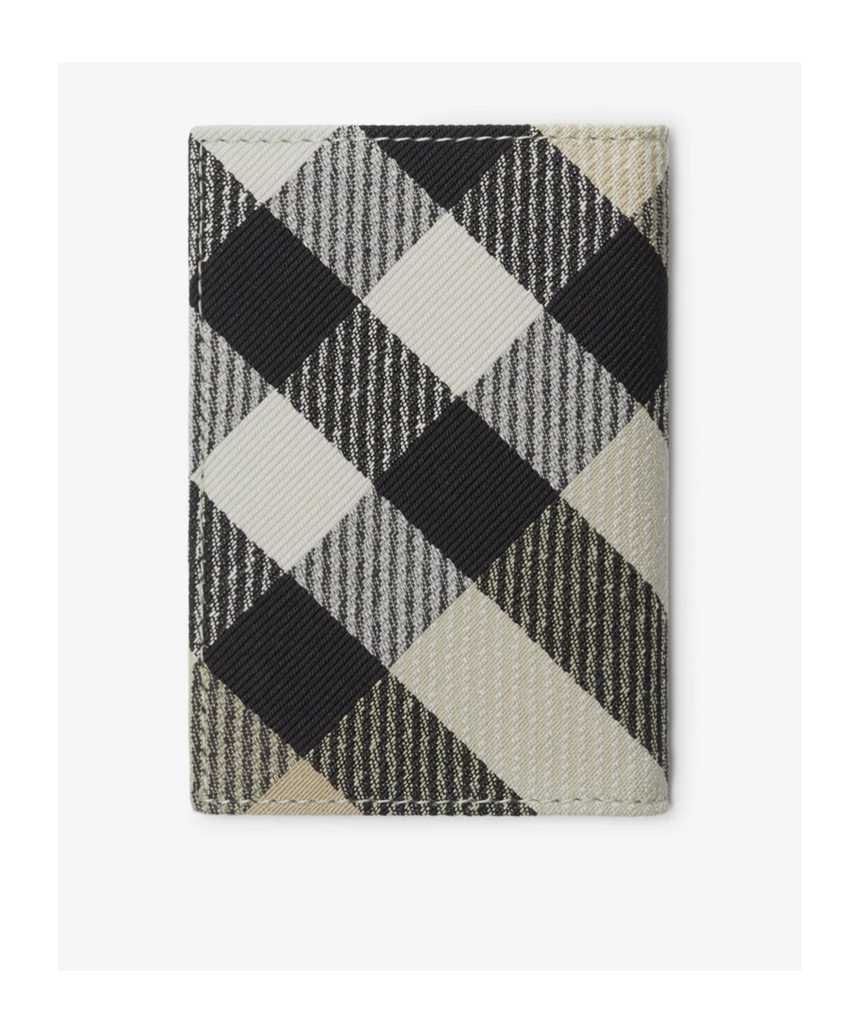 Burberry Check Folding Card Case In Gray