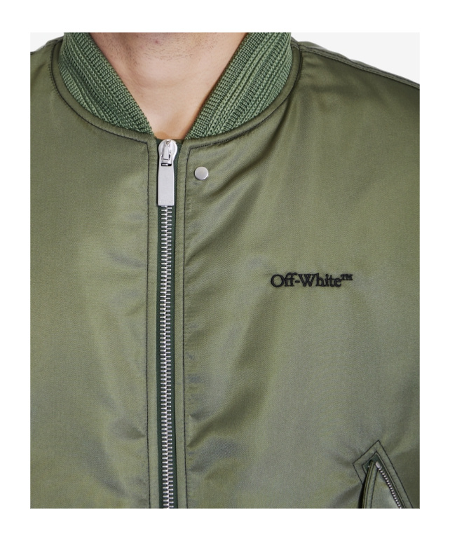 Off-white Padded Nylon Bomber Jacket In Green