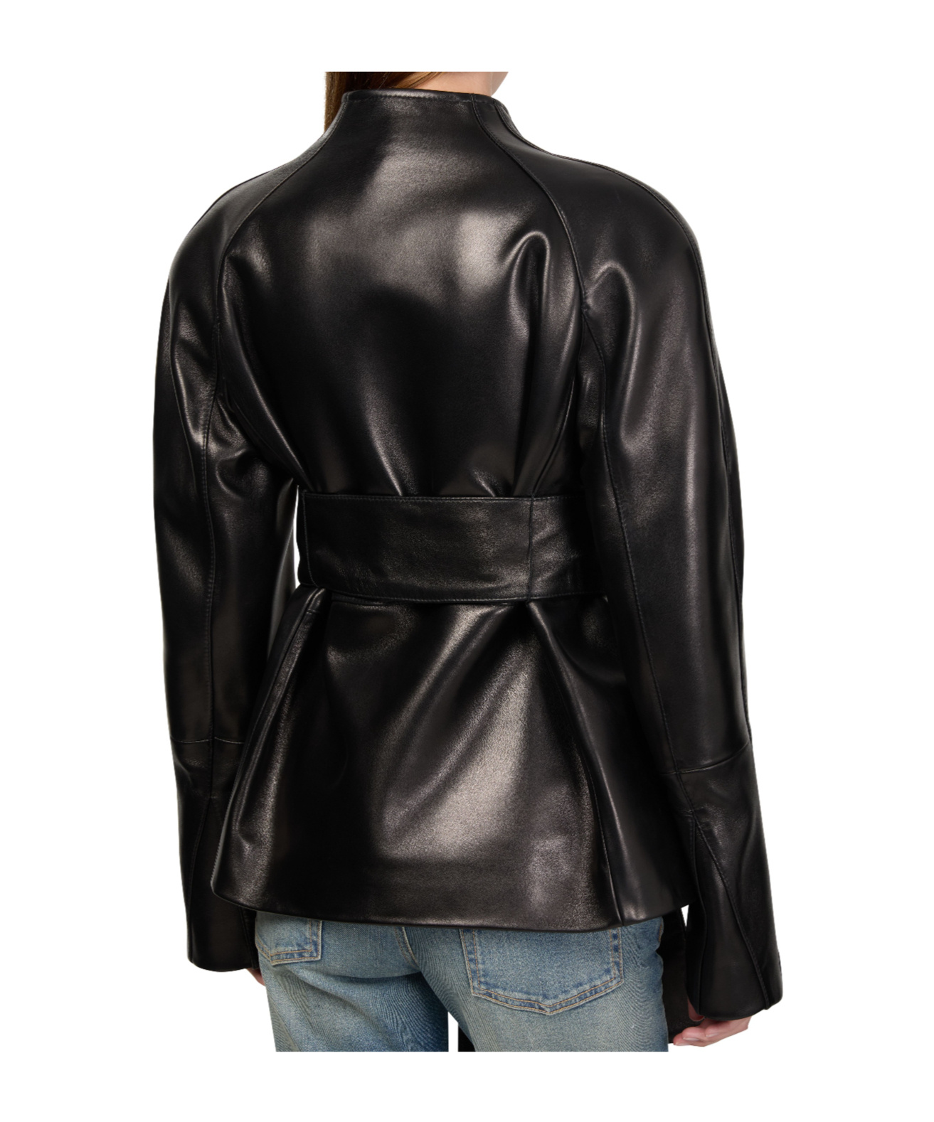Khaite Long-sleeved Leather Jacket In Black