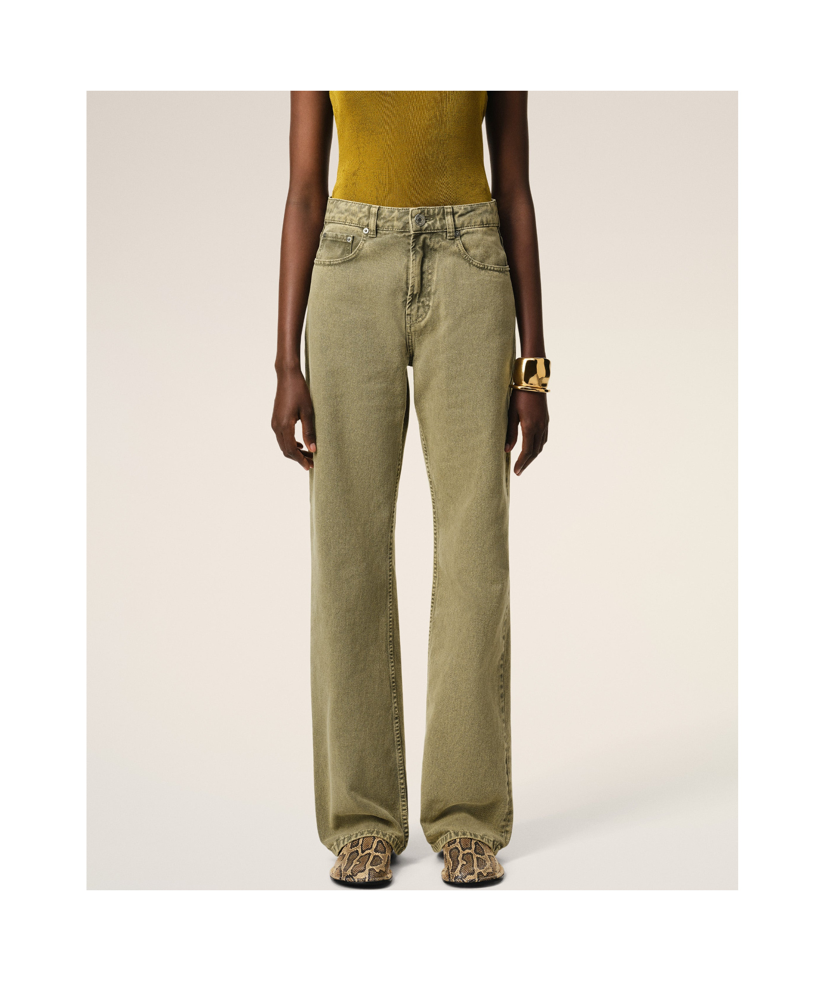 Ami Alexandre Mattiussi Green Cotton Large Fit Jeans Green