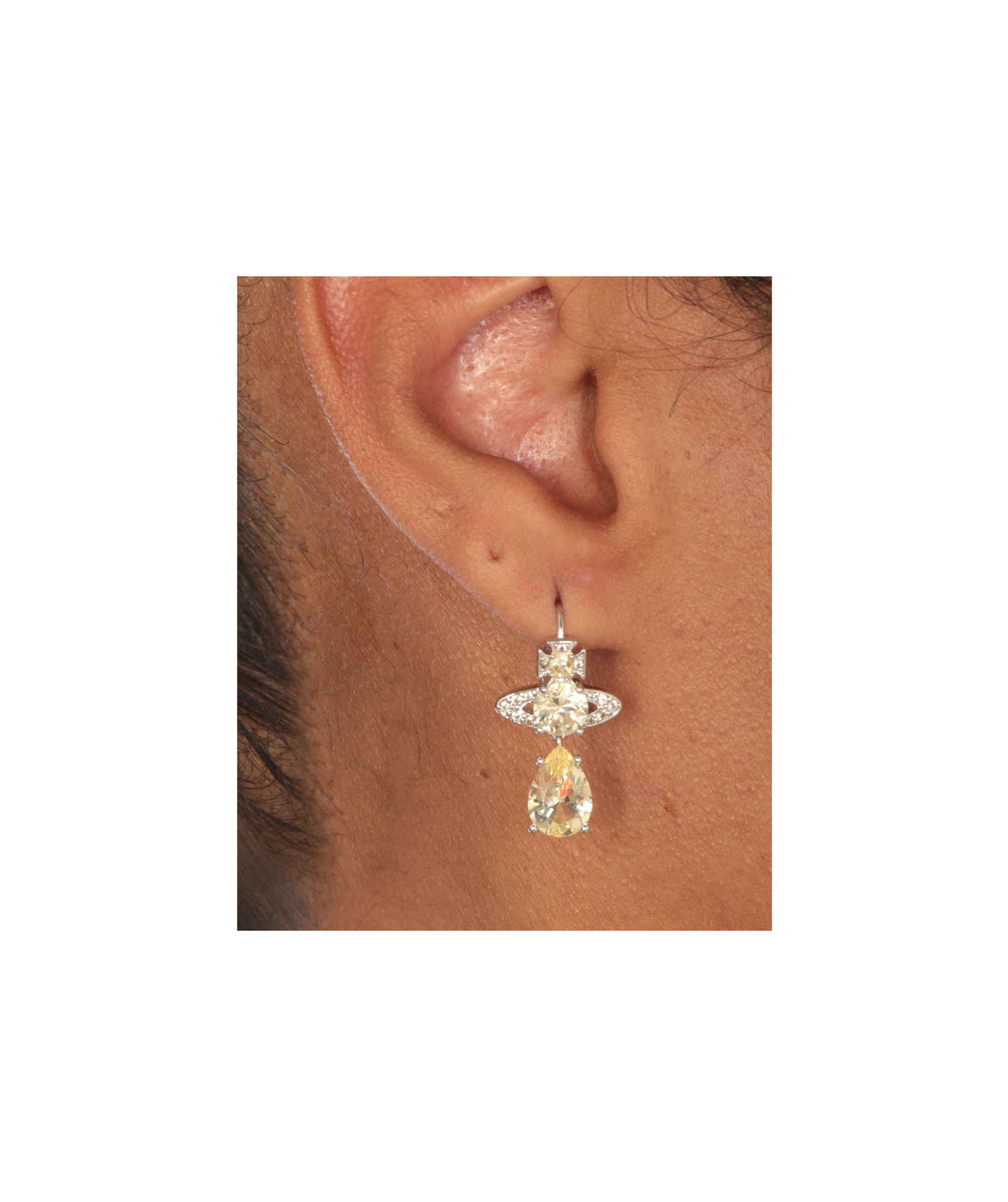 Vivienne Westwood Brass Teardrop Gemstone Drop Earrings In Metallic