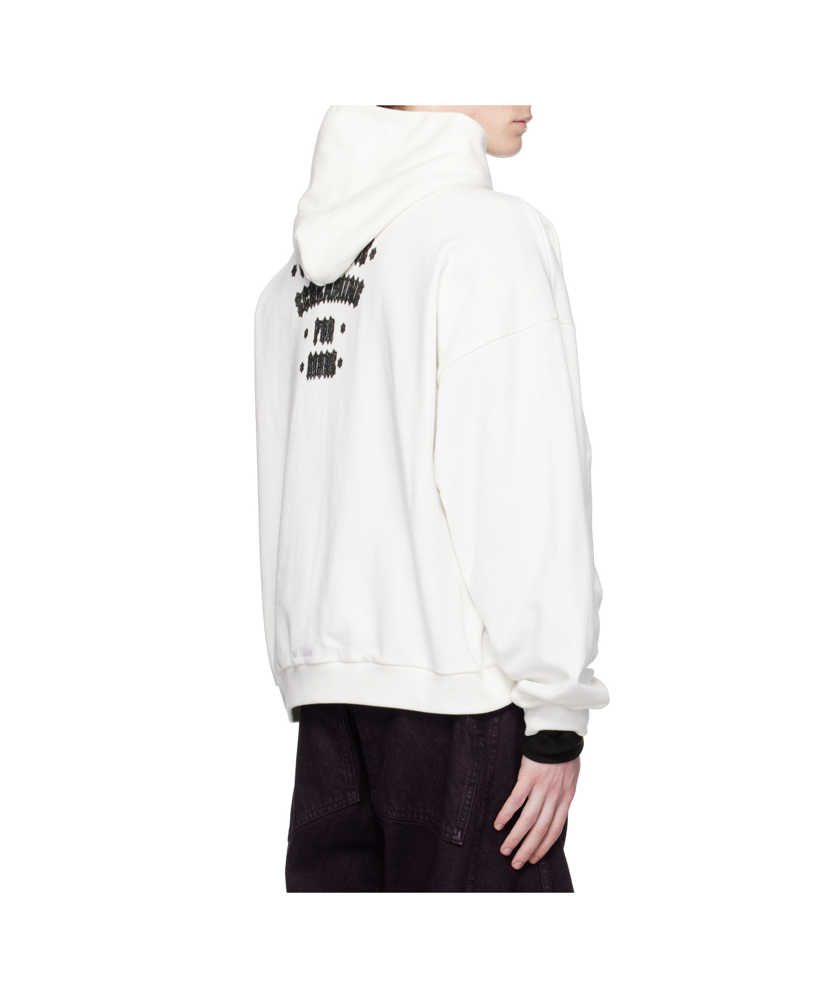 We11 Done White Black Cat Poster Hoodie In White