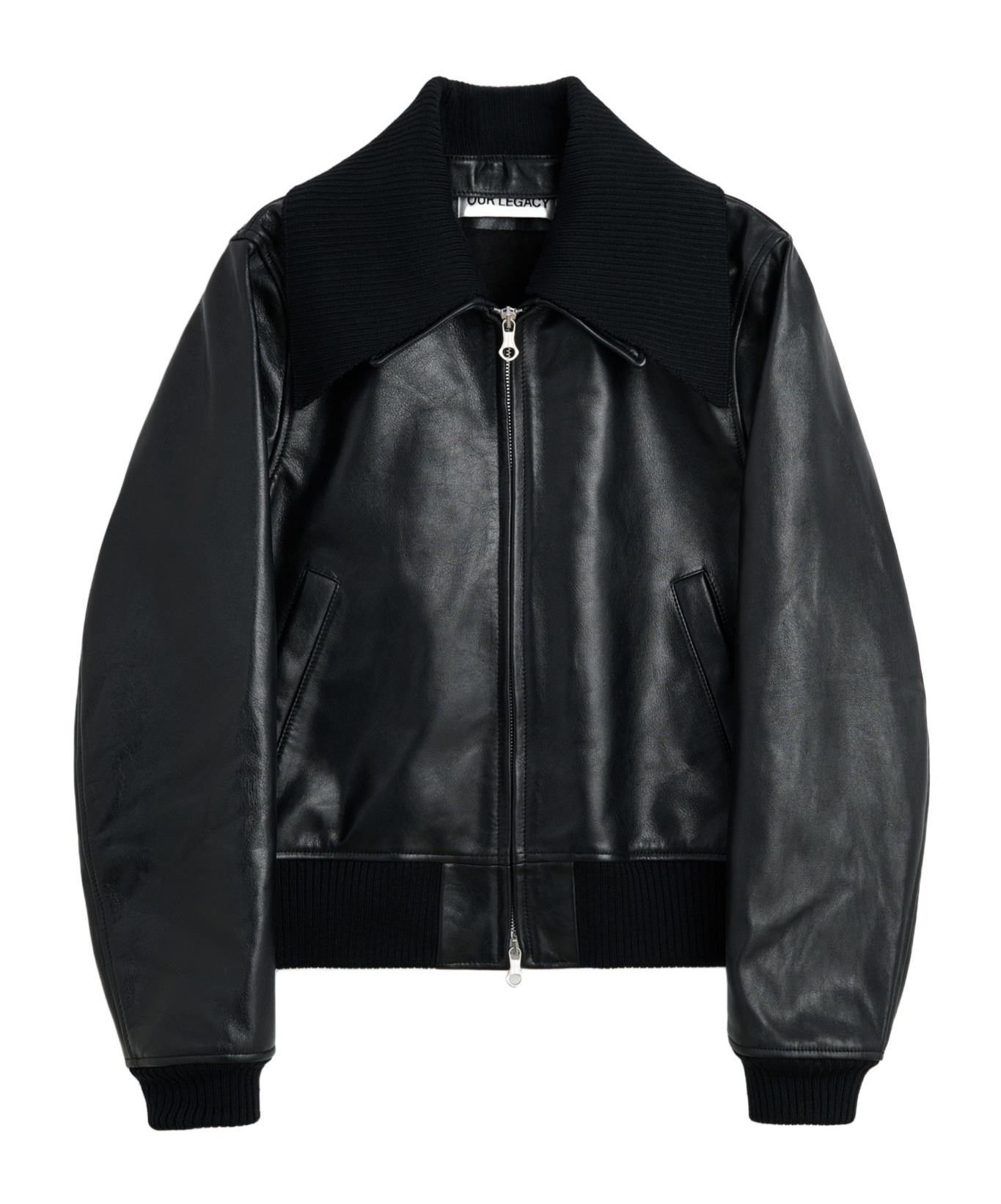 Our Legacy Long Sleeve Leather Jacket In Black