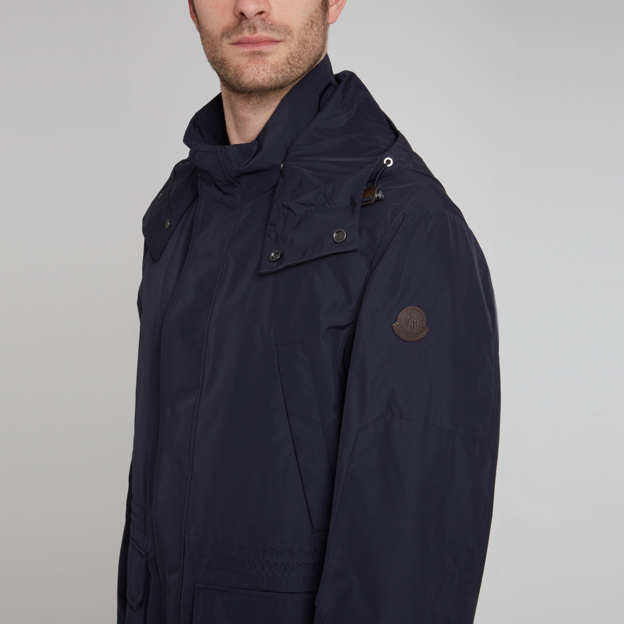 Moncler Water-repellent Hooded Jacket In Blue