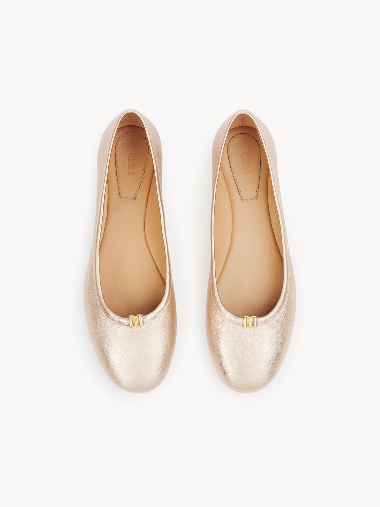 Chloé Marcie Metallic Ballerina Shoes In Nude
