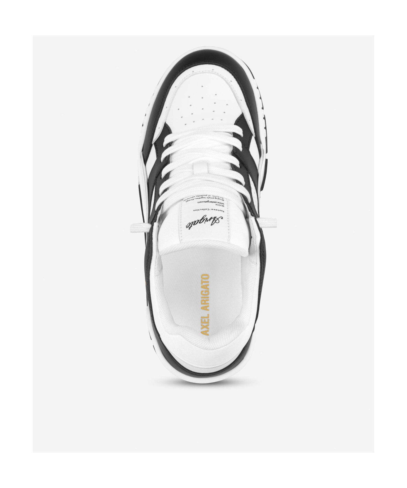 Axel Arigato 'area Lo' Black And White Low Top Sneakers With Laminated Leather In Leather Blend Woman In White