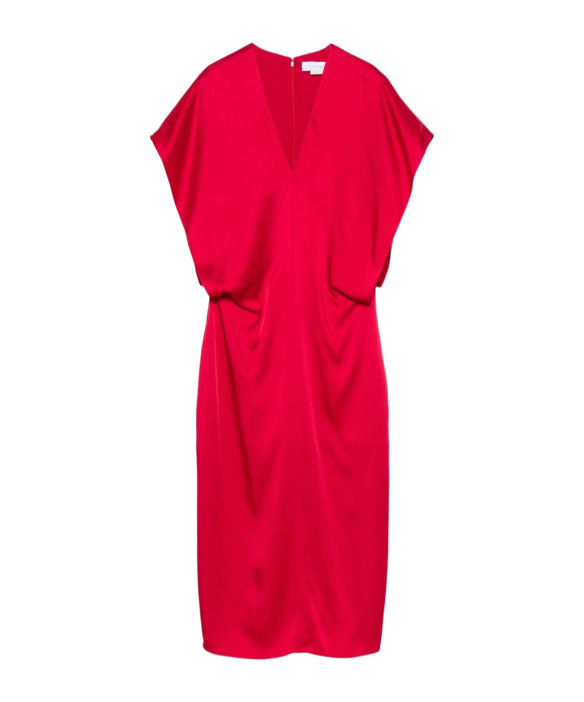 Stella Mccartney Draped Sleeves V-neck Midi Dress In Red