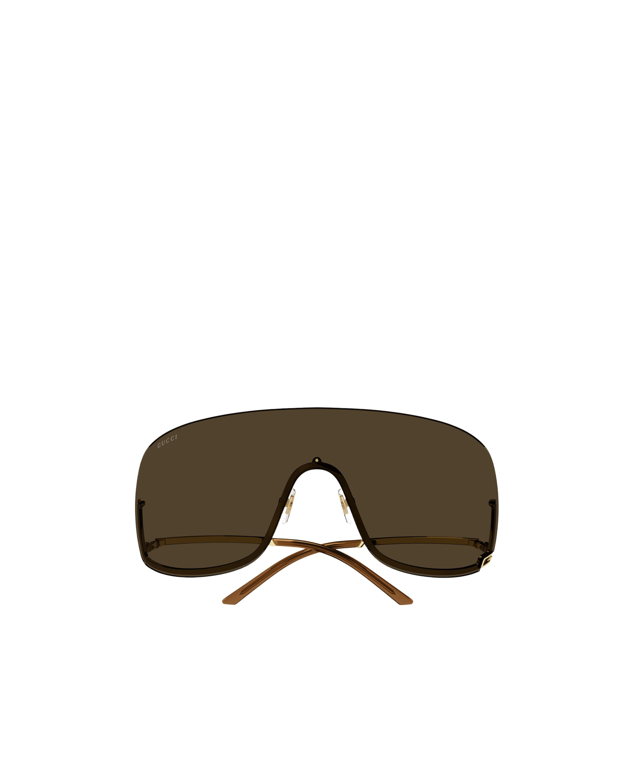 Gucci Square-g-motif Shield-frame Sunglasses In Brown