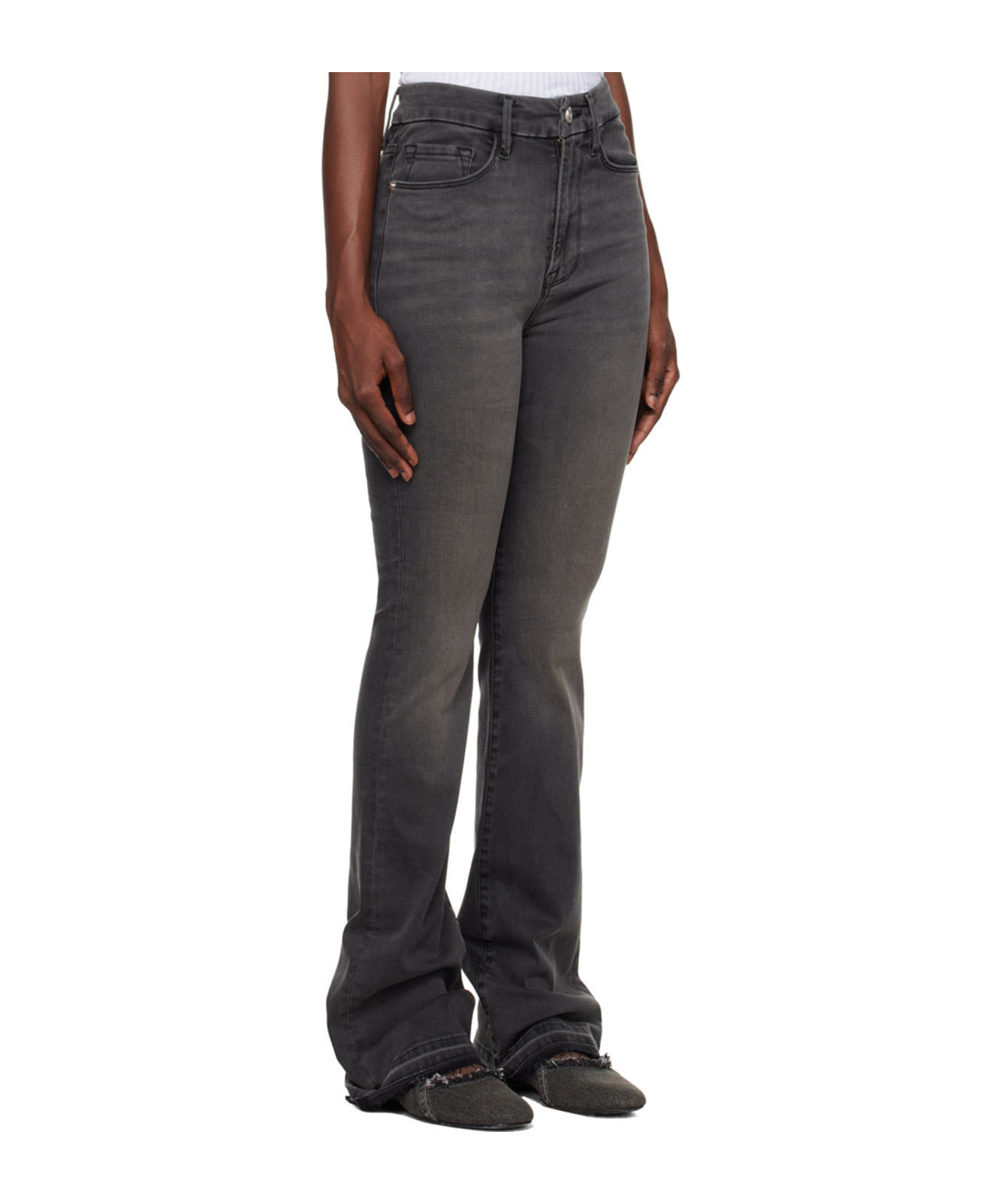 Frame 'le Super Mini' High Waist Jeans In Black