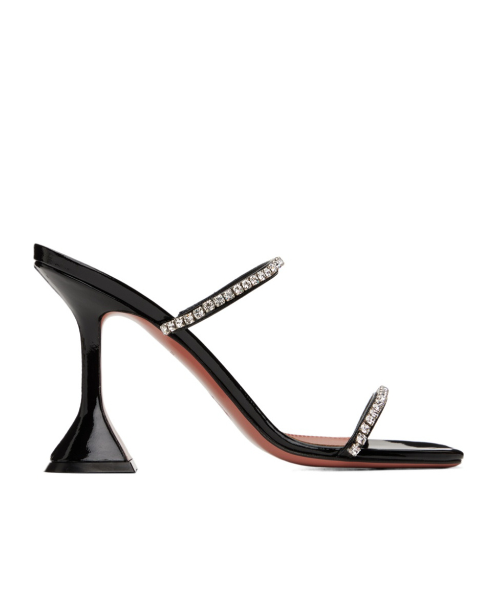 Shop Amina Muaddi Gilda Single-belt High-heeled Sandals In Black