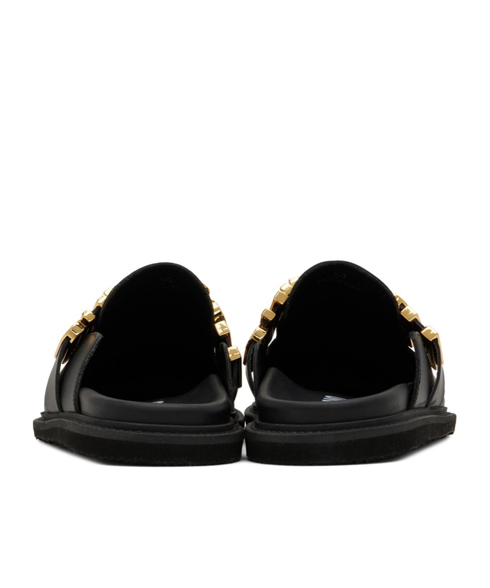 Moschino Men's Logo Leather Clog Slides In Black
