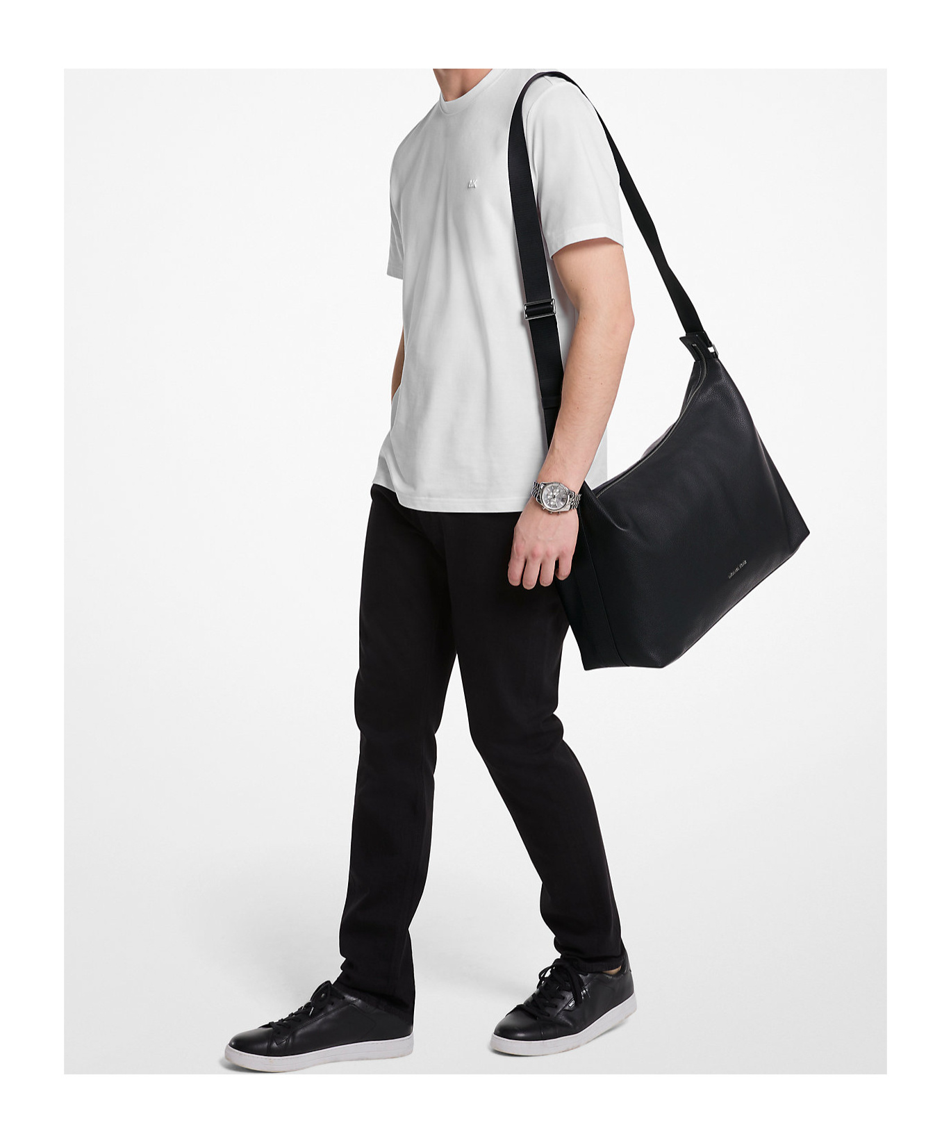 Michael Kors Hudson Pebbled Leather Hobo Bag In Black