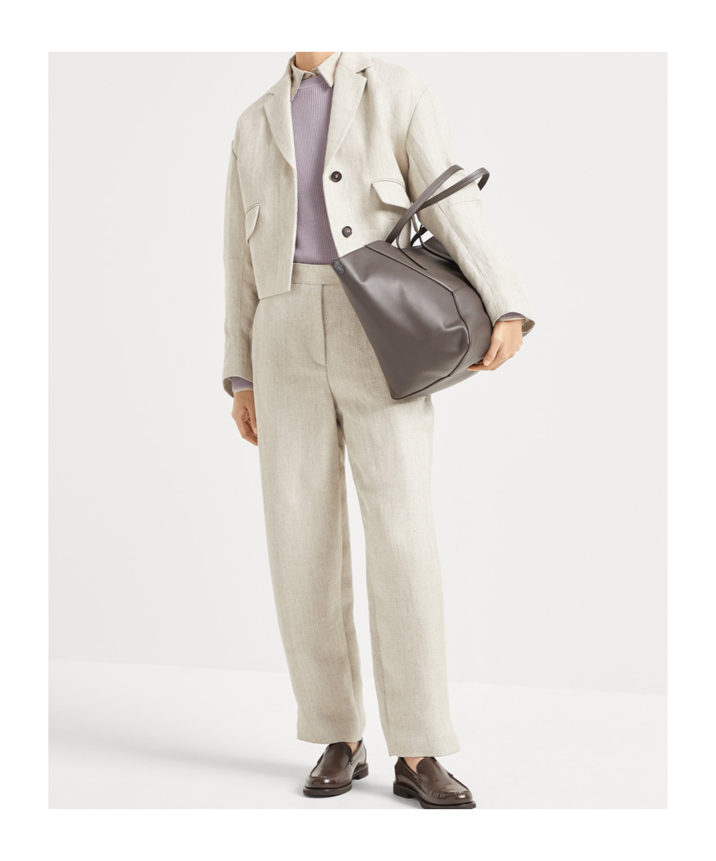 Brunello Cucinelli Round-collar And Long-sleeved Sweater In Purple