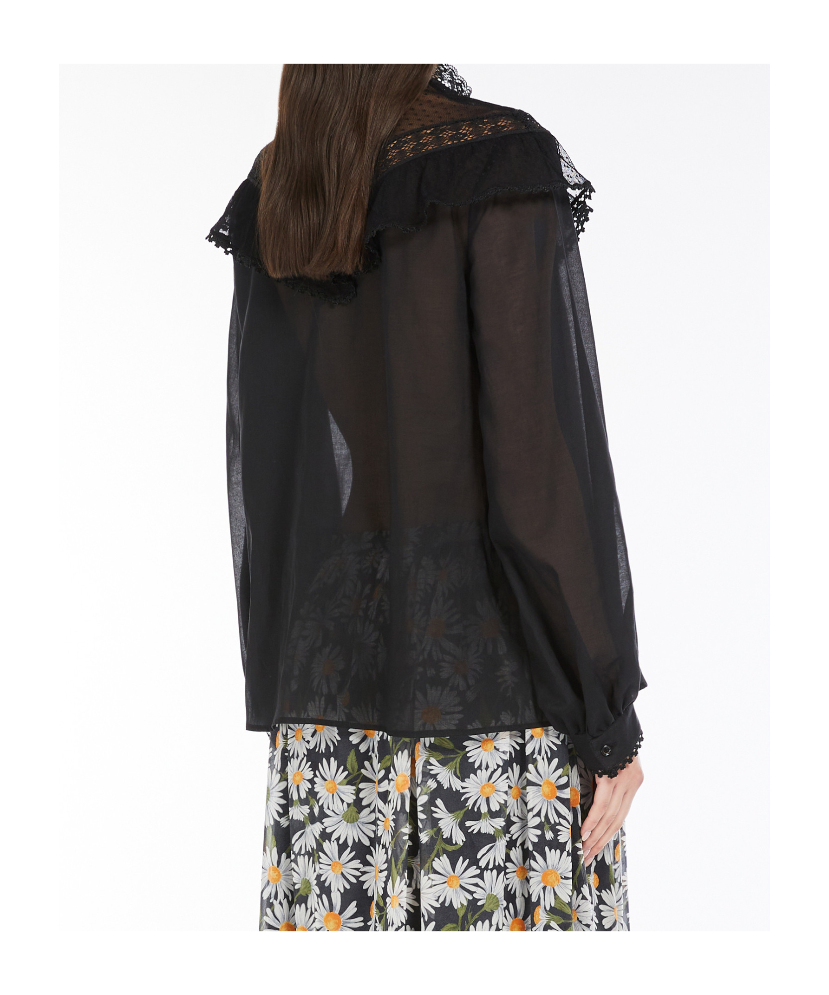 Weekend Max Mara Astice Lace-collar Shirt In Black