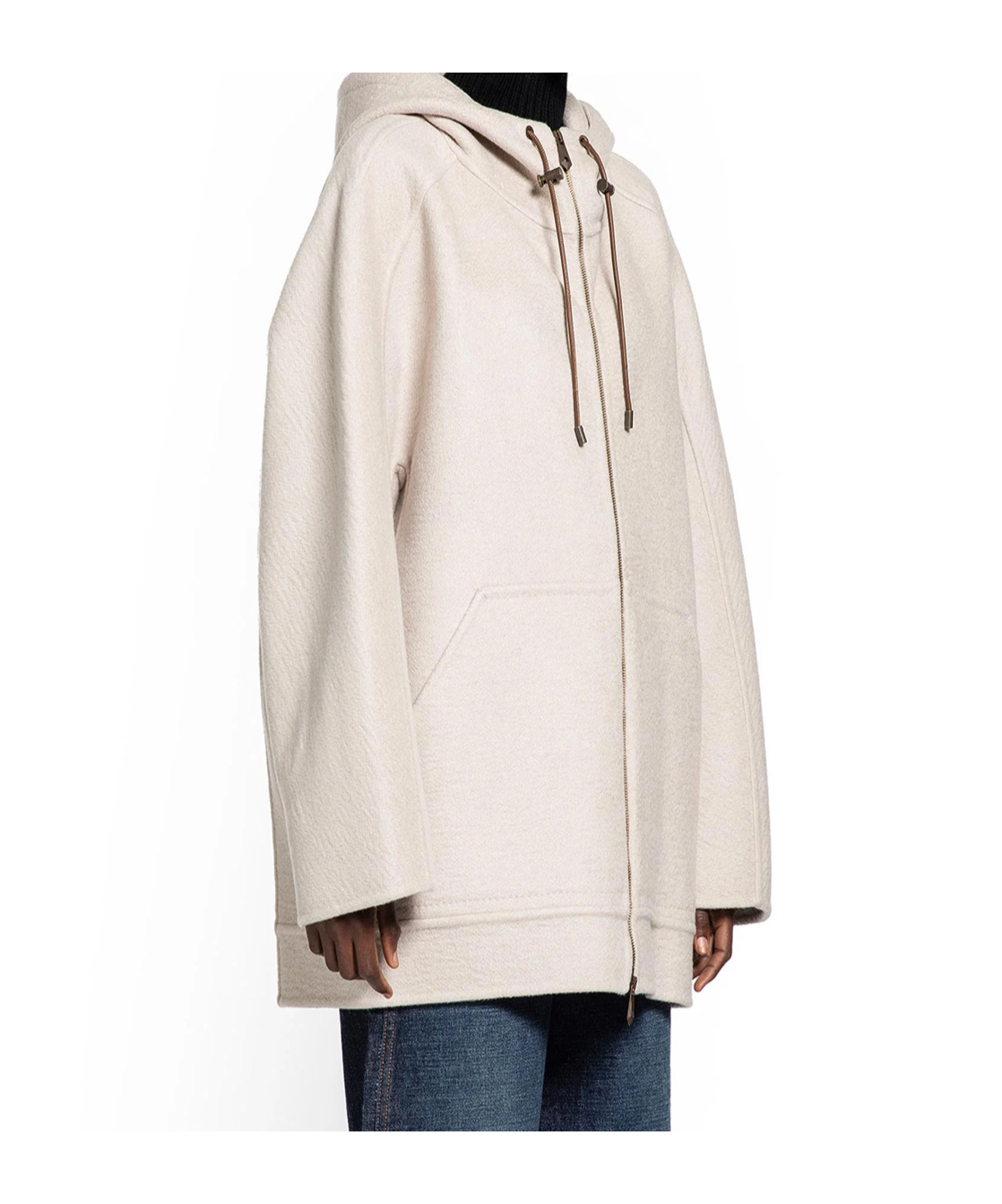 Max Mara Double-layer Pure Cashmere Sweatshirt Coat In White