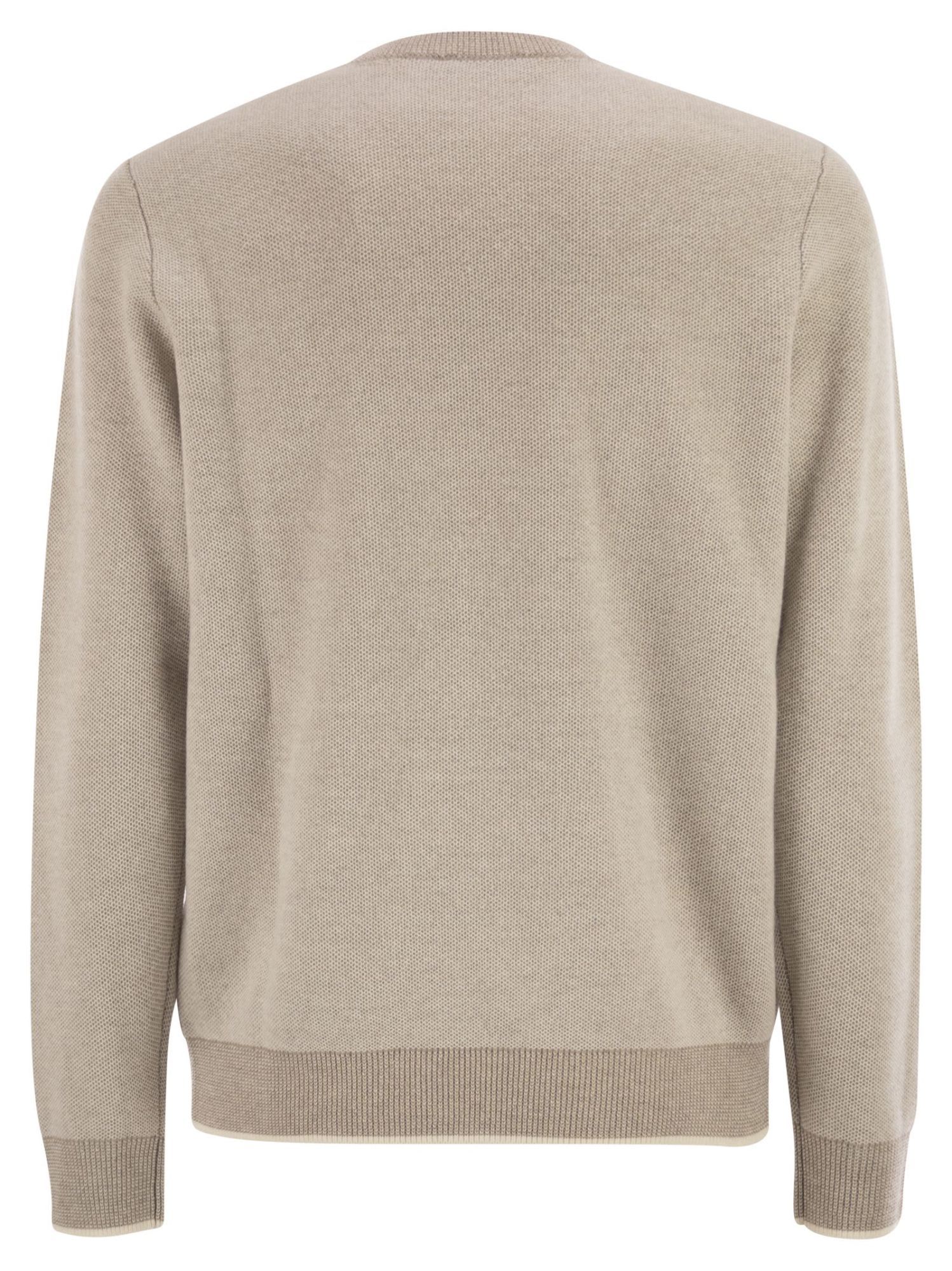 Peserico Long Sleeve Ribbed Sweater In Neutral