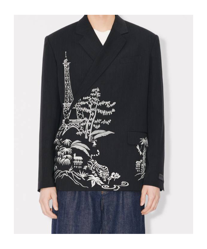 Kenzo Jungle Tailored Kimono Jacket In Black