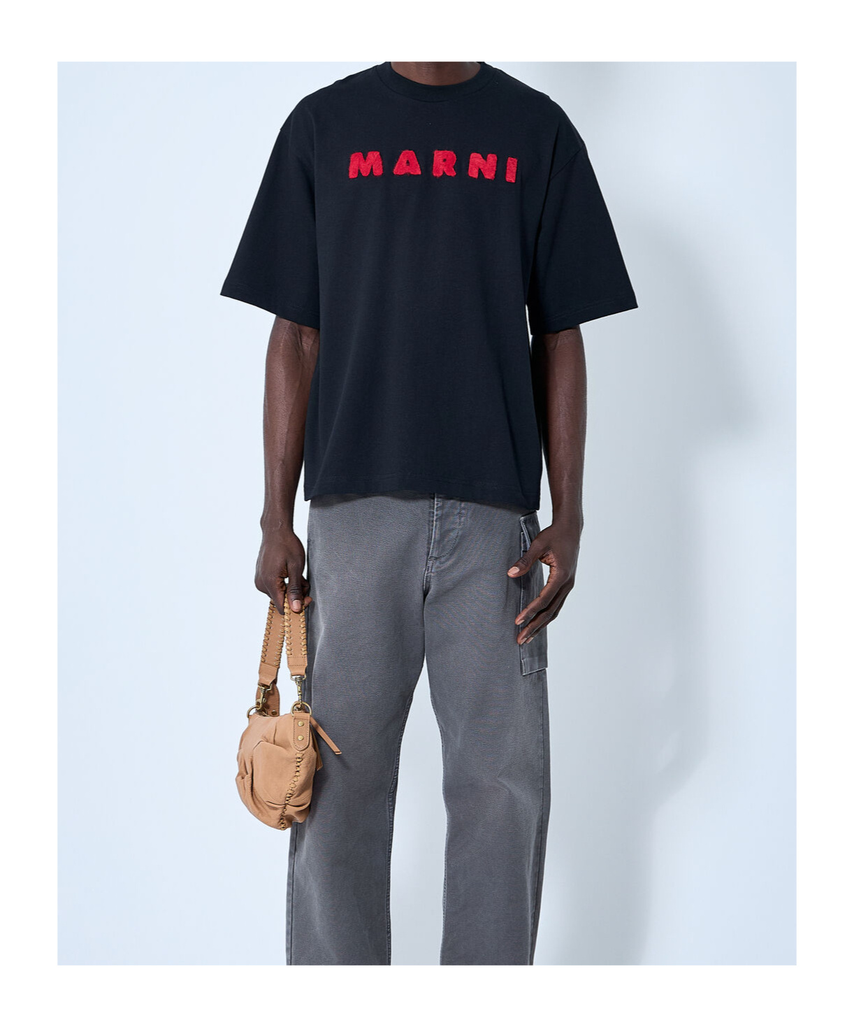 Shop Marni Logo-embroidered T-shirt In Black