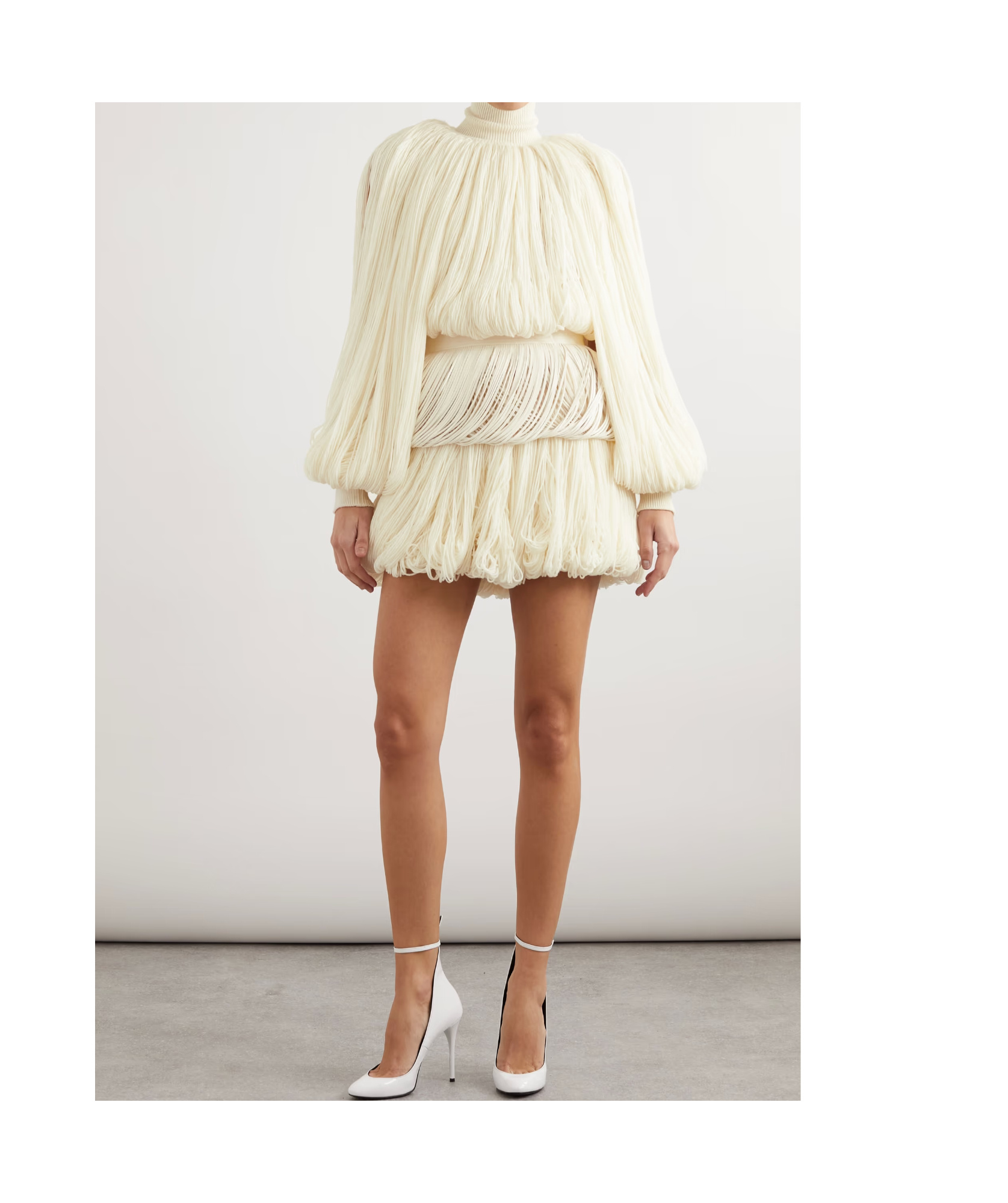 Shop Alaïa Tassel Wool Turtleneck In White