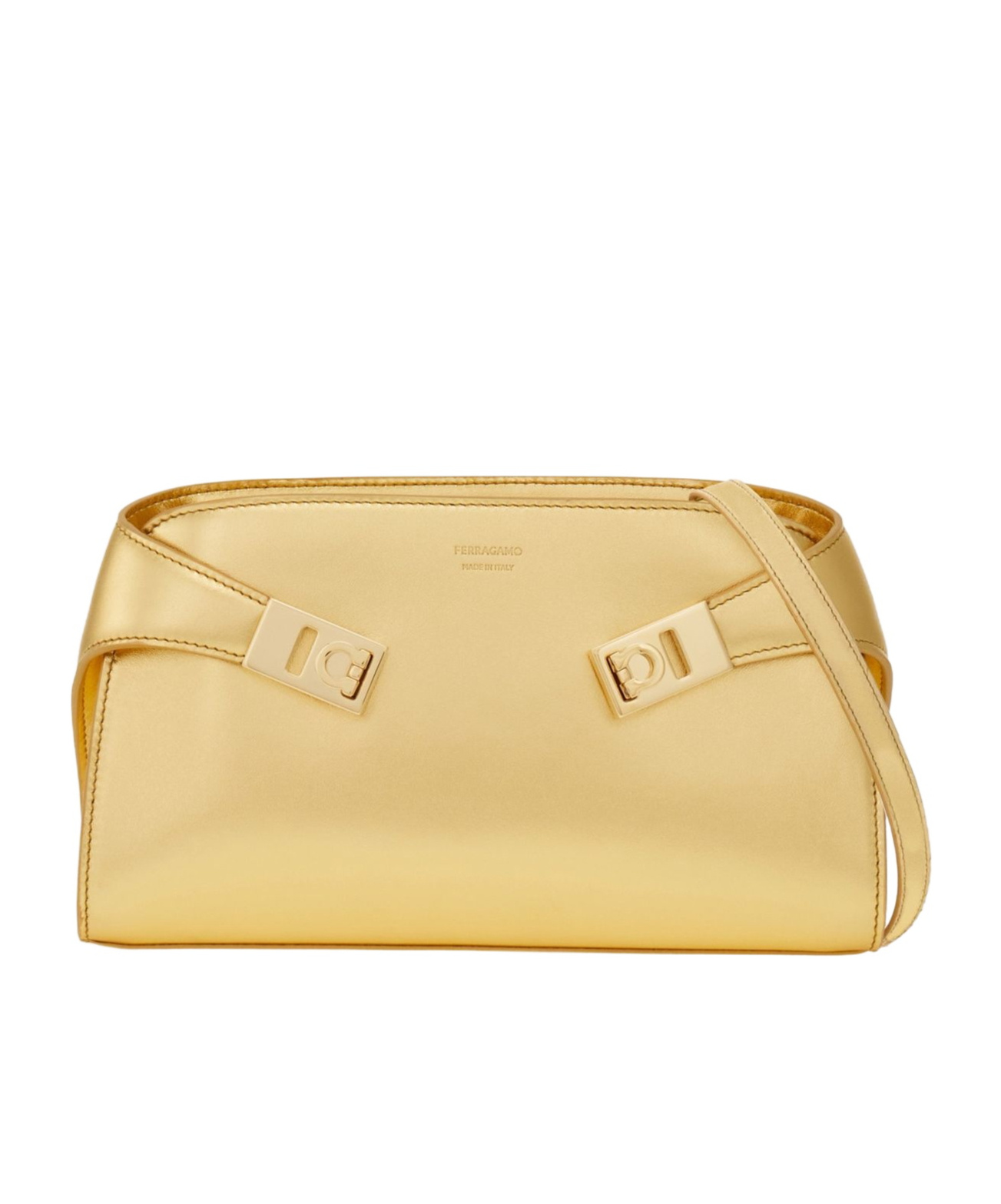 Ferragamo Hug Mini Metal Shoulder Bag In Nude
