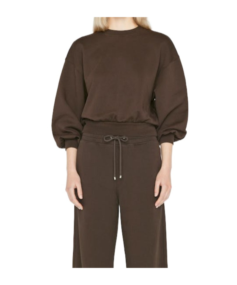 Frame Lantern Sleeve Crewneck Sweatshirt In Brown